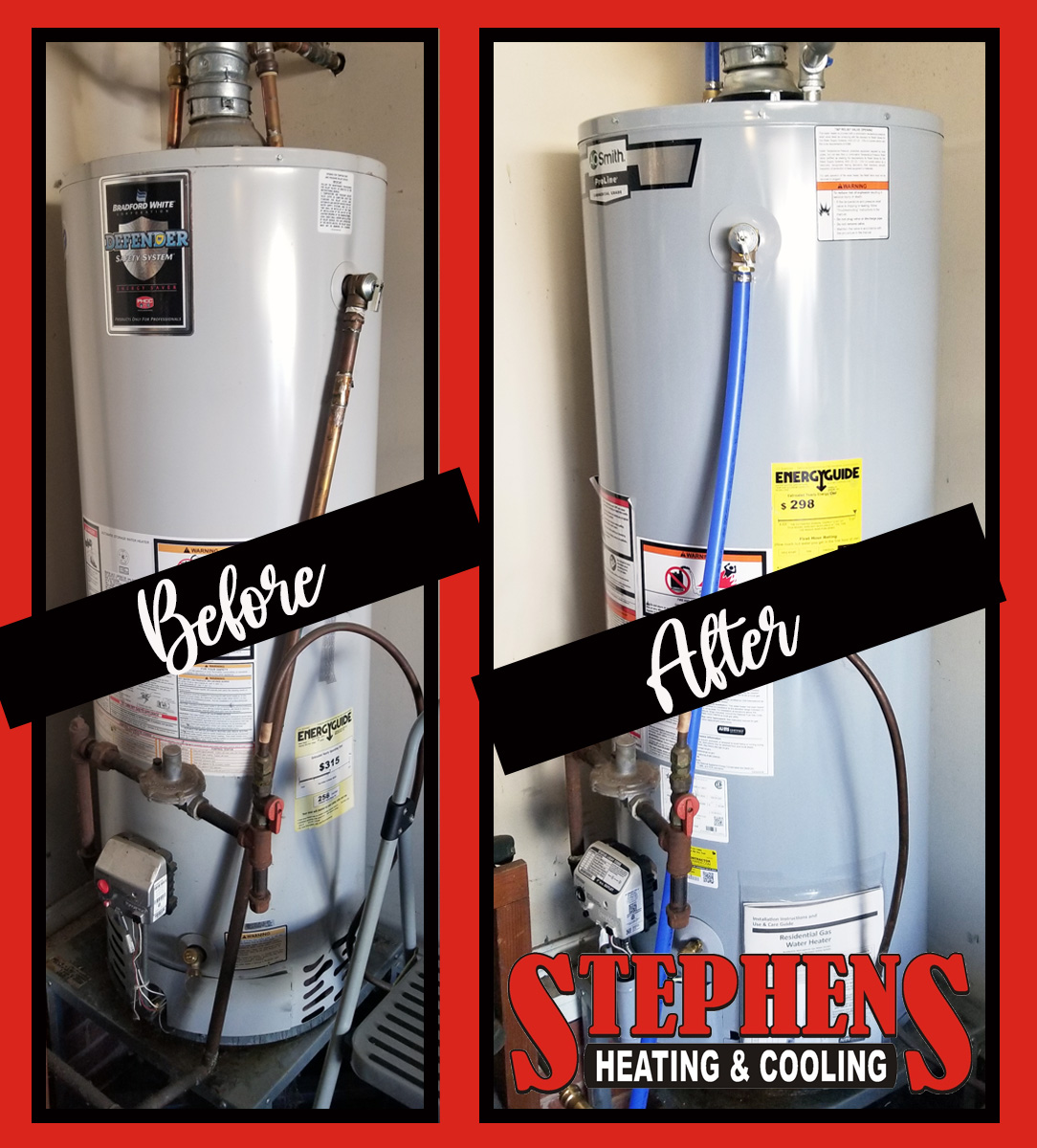 Water heater before and after